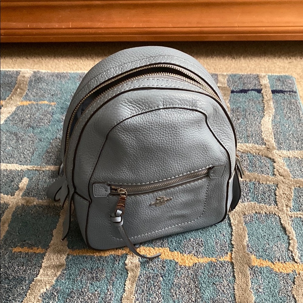 Coach Light Sky Blue Leather Backpack - Picture 4 of 7